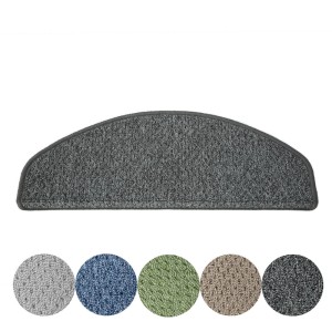 Halbrunde, anthrazitfarbene KARAT Stufenmatte Baleno Treppenschutz (23,5x65cm).