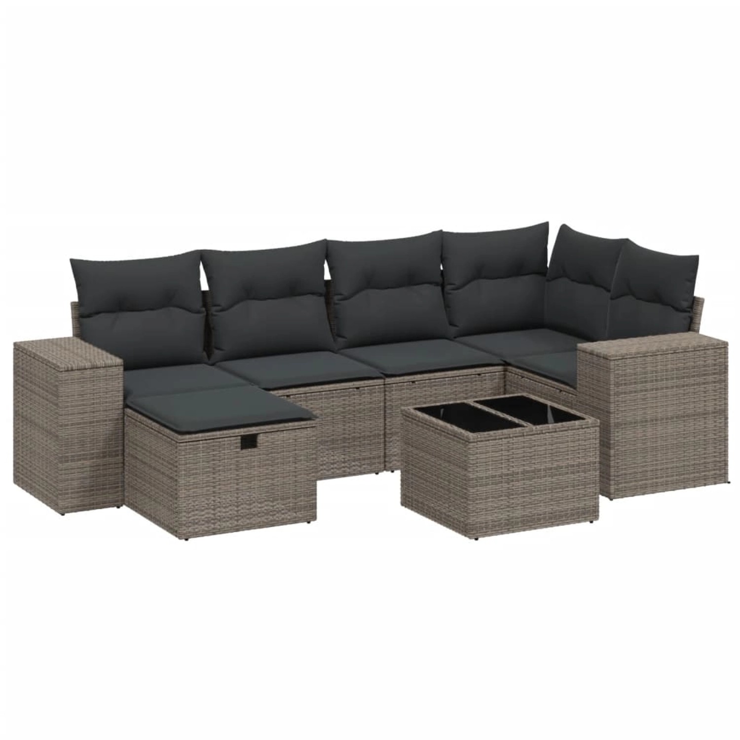 vidaXL 7-Tlg Garten-Sofagarnitur mit Kissen Hellgrau Poly Rattan 3264428 günstig online kaufen