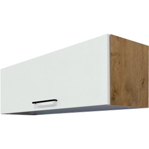Flex-Well Kurz-Oberschrank Vintea, 100 cm, Magnolie/Eiche, Küchen-Hängeschrank mit Klappe.