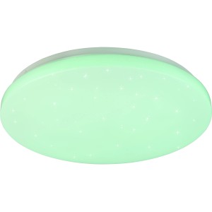 Weiße LED-Deckenleuchte Kira mit Starlight-Effekt und RGB-Funktion für Wohn- und Schlafzimmer.