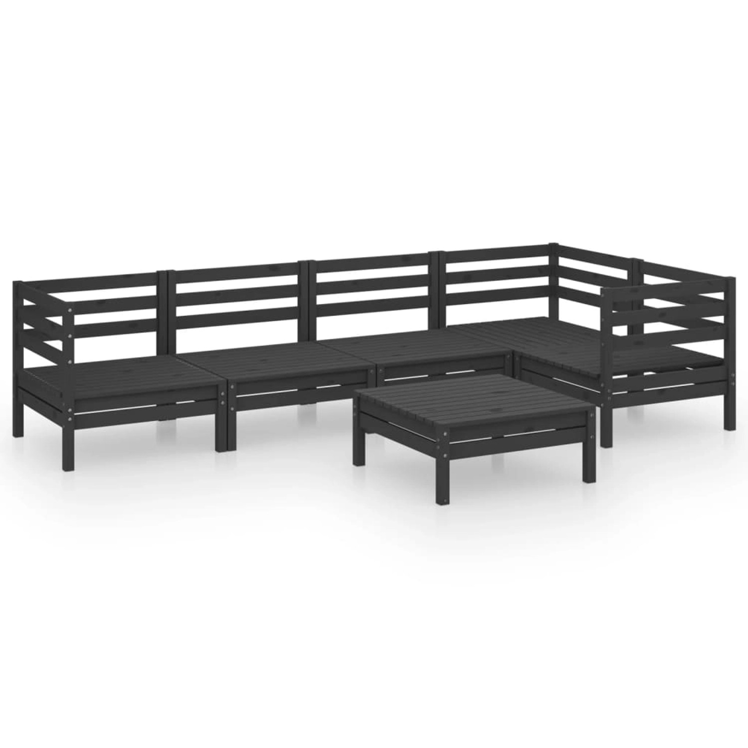 6-tlg. Garten-lounge-set Massivholz Kiefer Schwarz günstig online kaufen