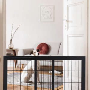 Relaxdays Ausziehbares Absperrgitter Kiefernholz Schwarz 70-108 cm x 56 cm