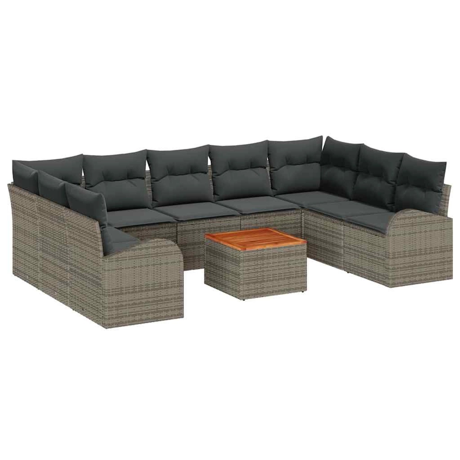 vidaXL Garten-Sofa-Set mit Kissen 10-Tlg Grau Poly Rattan 3347622 günstig online kaufen