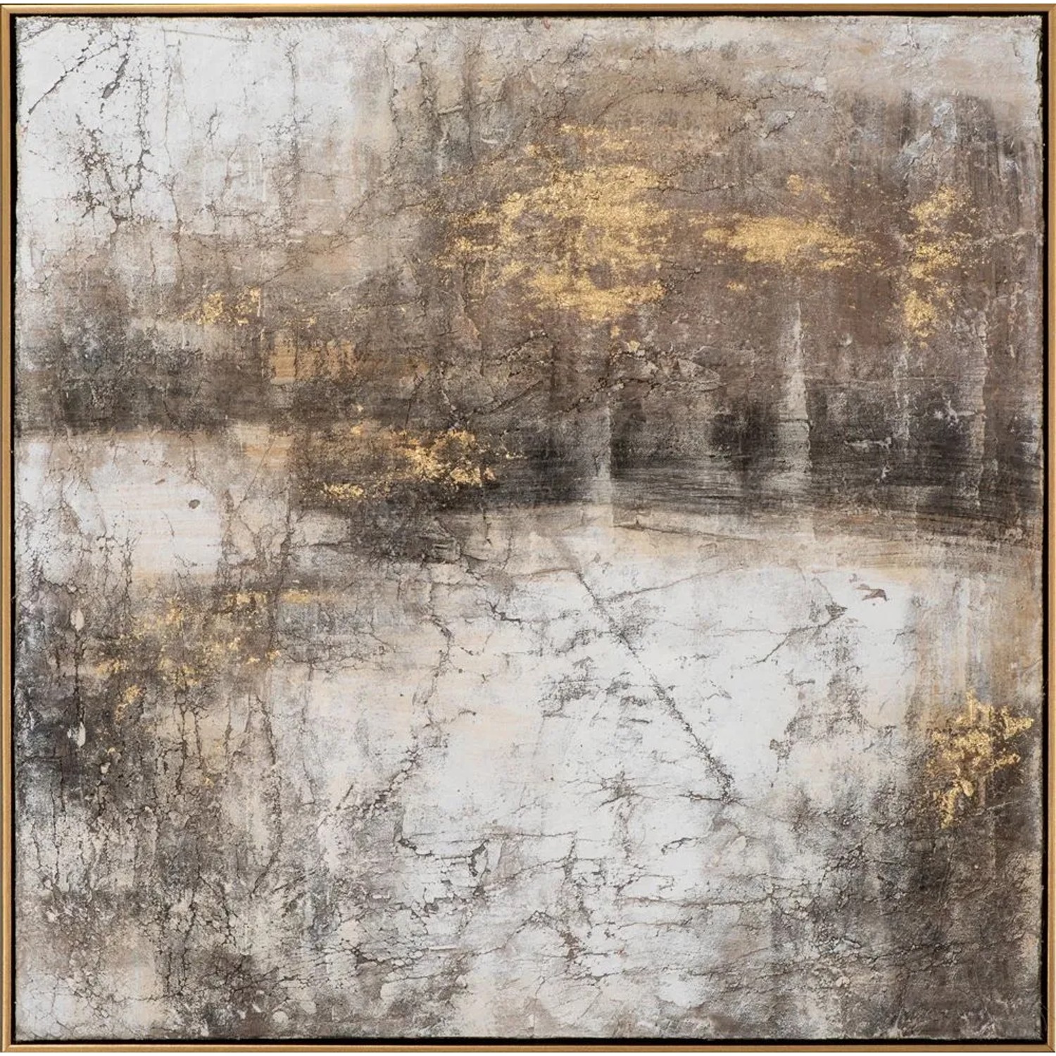 Art Universe Leinwandbild Komposition mit Goldenen Akzenten 72 x 72 cm