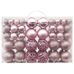 vidaXL 100-Tlg Weihnachtskugel-Set Rosa 330084