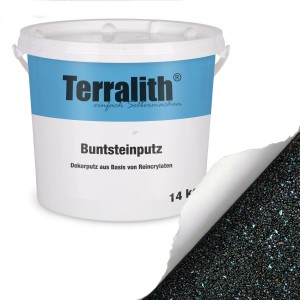 Terralith Buntsteinputz Mosaikputz, 2mm, 14kg, blau-schwarz. Dekorativer Effektputz für Innen und Außen.