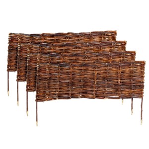 Relaxdays Beeteinfassung 4er Set Weide Braun Steckbar 20 cm x 60 cm