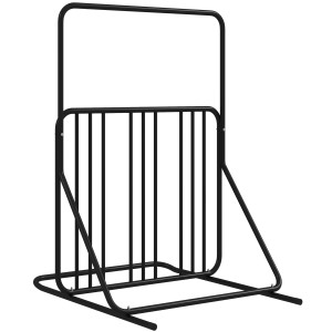 Schwarzer DURHAND Fahrradständer aus Stahl für 4 Fahrräder, doppelseitig.