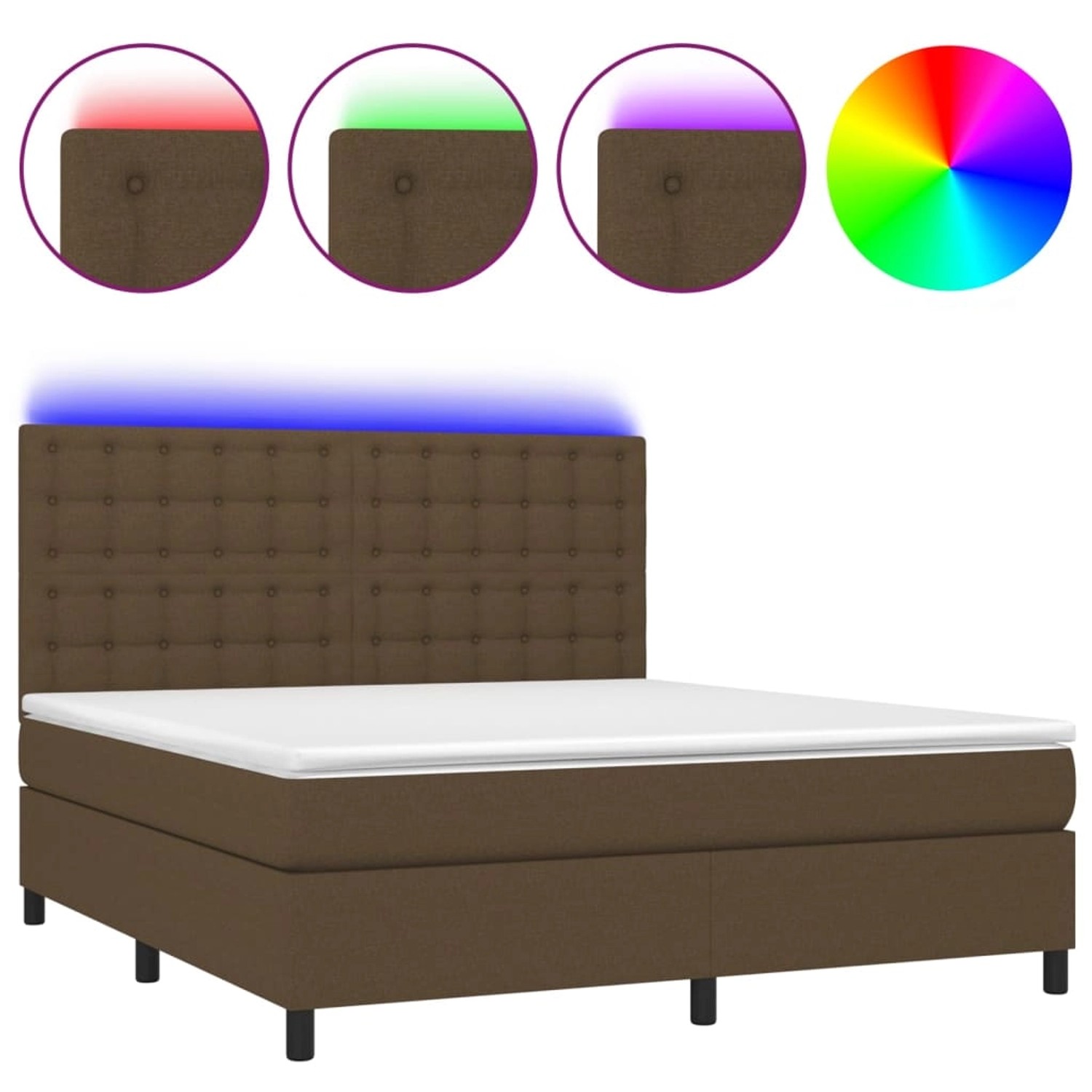 vidaXL Boxspringbett mit Matratze & LED Dunkelbraun 180x200 cm Stoff 313521 günstig online kaufen