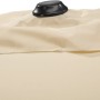 Detailaufnahme: Naturfarbener Schneider Marktschirm 230x150 cm mit schwarzer Kurbelmechanik.