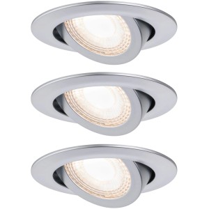 Einbaustrahler-Set mit 3 schwenkbaren LED-Leuchten, 3-Stufen-Dimmung, Chrom matt.