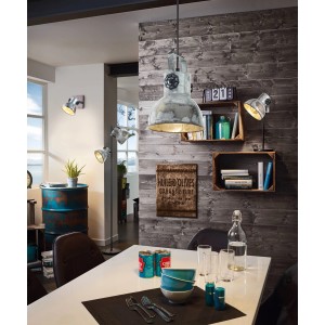 Eglo Stehleuchte Barnstaple, 2-flammig, Braun-Patina, Vintage Design für Wohnzimmer, mit Fußschalter.