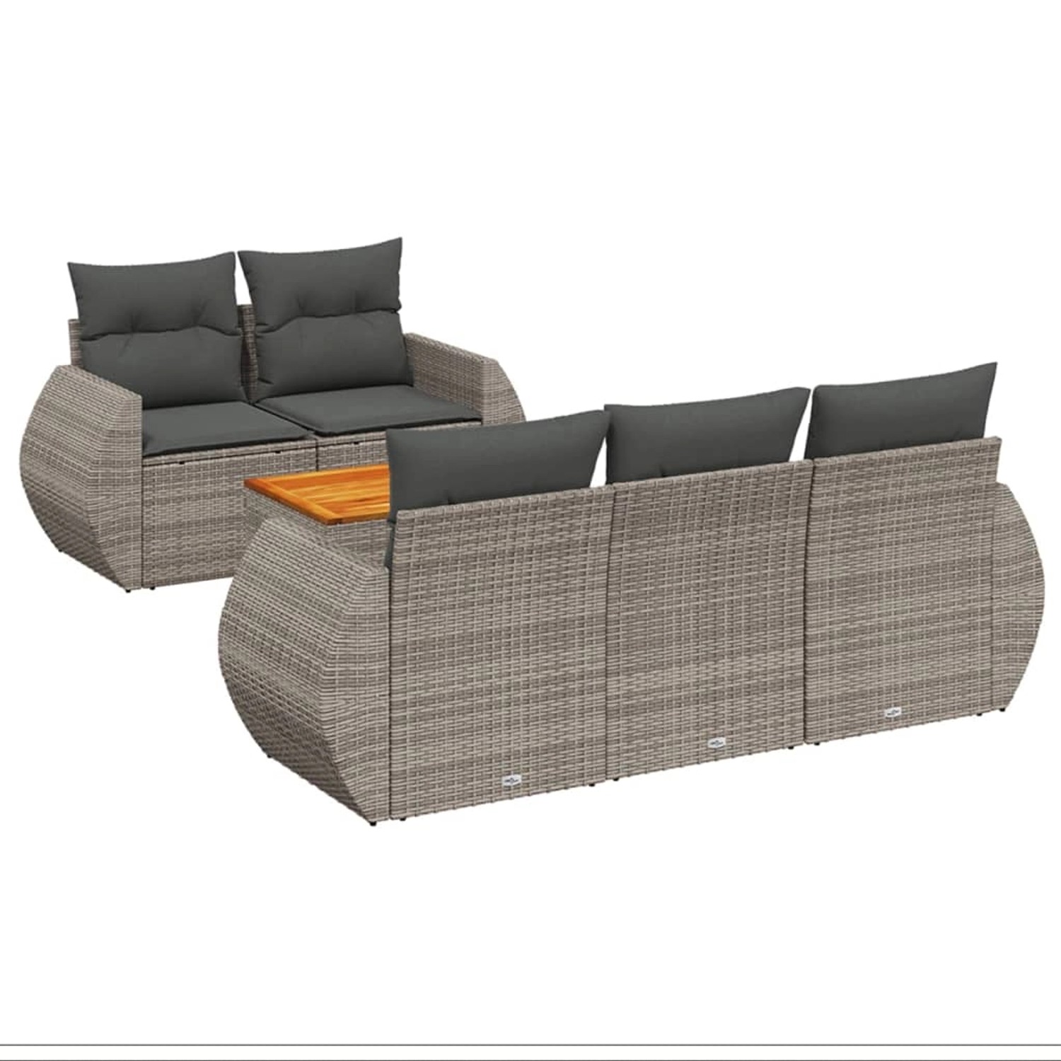 vidaXL 6-Tlg Garten-Sofagarnitur mit Kissen Grau Poly Rattan 3257222 günstig online kaufen