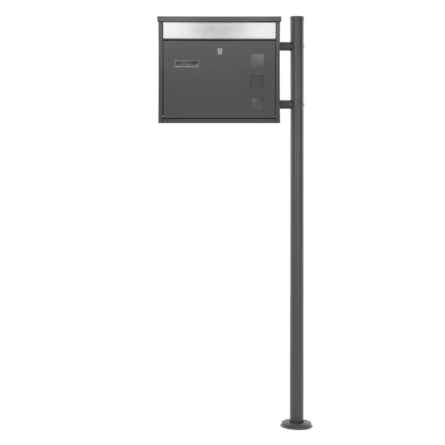 ML-Design Standbriefkasten Anthrazit-Silber mit Namensschild Pfosten Anthrazit