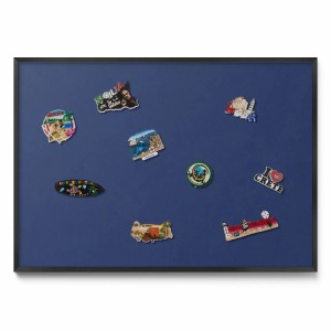 Tulup Magnettafel Magnetpinnwand Metall für Urlaubsmagnete Farbe Marineblau 100x70 cm Wanddekoration Magnettafel bedruckt Schwarzer Rahmen