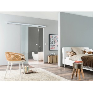 Novadoors Schiebetürsystem Nova 404 Edelstahloptik, 200 cm, für Glastüren.