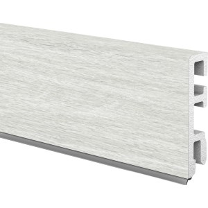 Hartschaum Sockelleiste Cubica 60, White Oak Dekor, selbstklebend, 2500 mm Länge.