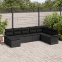 Schwarzes 8-teiliges Garten-Sofa-Set aus Poly Rattan mit Kissen von vidaXL.