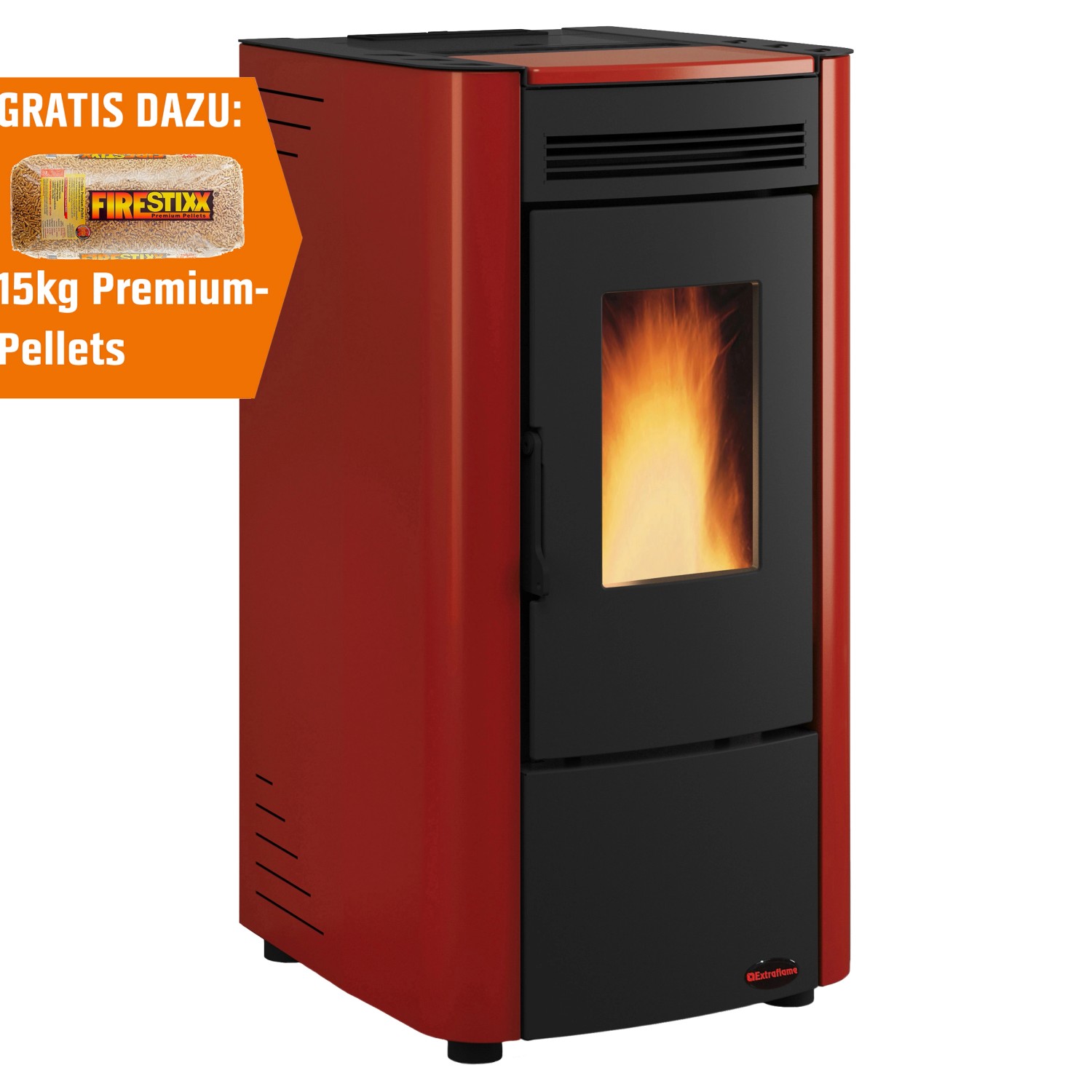 Extraflame Pelletofen Ketty Stahl Bordeaux 2,4 kW - 6,3 kW EEK: A+