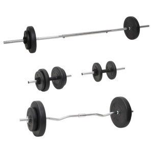 vidaXL Langhantel und Kurzhantel mit Gewichten 60 kg 3145027