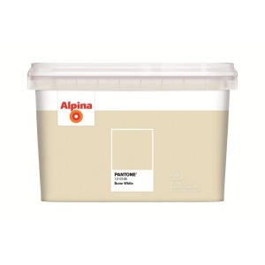 Alpina Innenfarbe Pantone Bone White 2,5 l Eimer. Matte Wandfarbe in hellem Elfenbein.