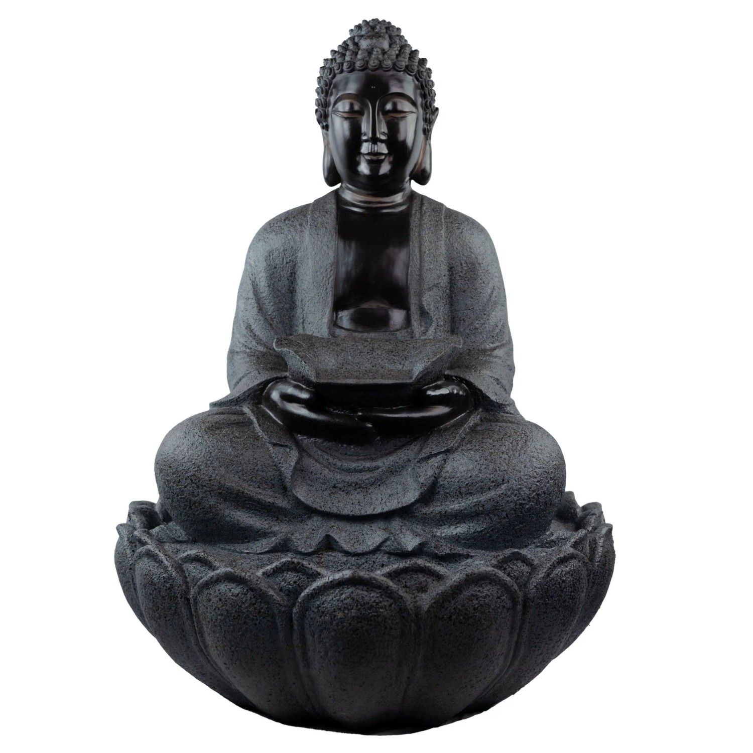 Intergarden Wasserspiel Zimmerbrunnen Groß Buddha 83cm mit Beleuchtung