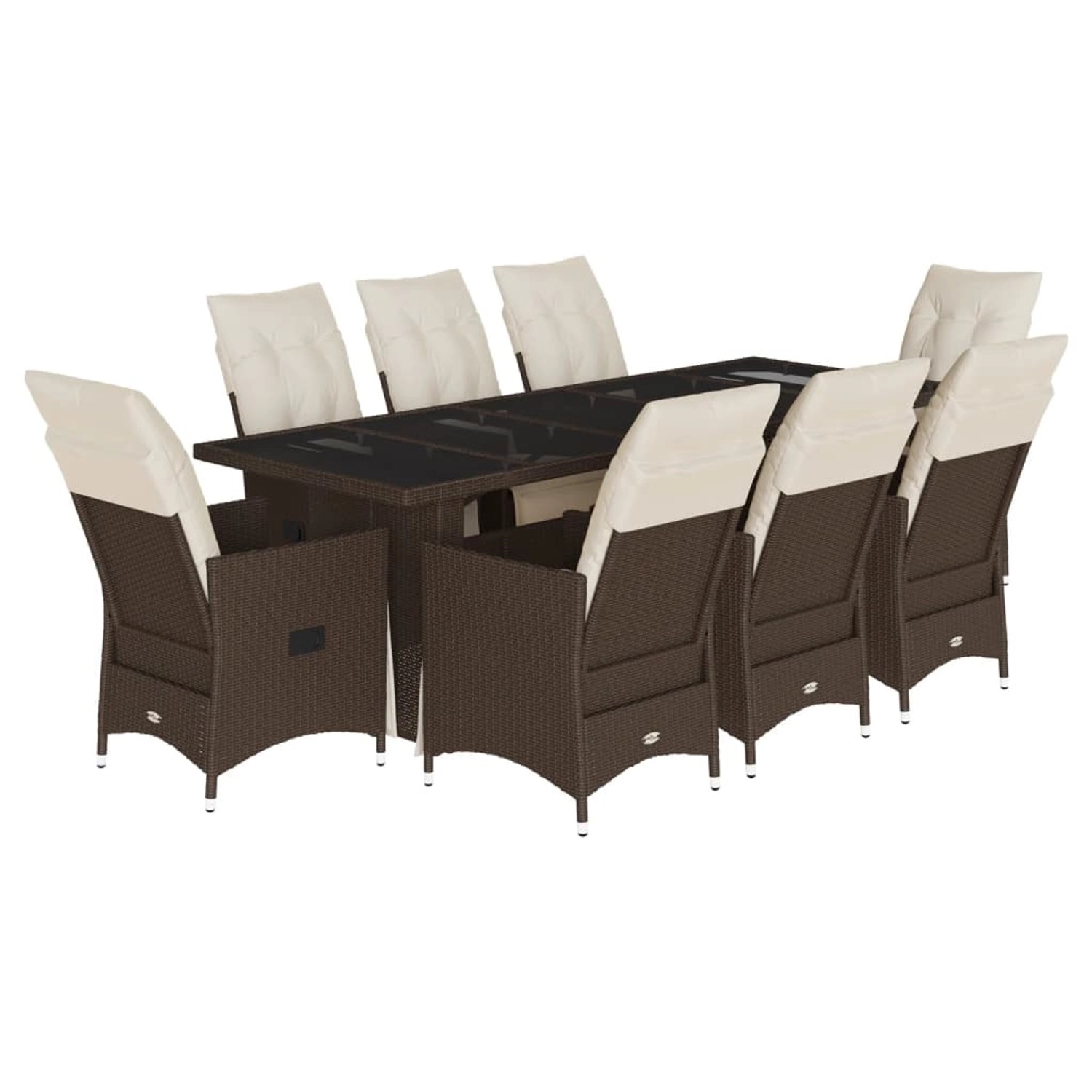 vidaXL 9-Tlg Garten-Bistro-Set mit Kissen Braun Poly Rattan 3277263