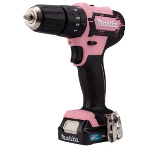 Makita 12V Akku-Schlagbohrschrauber in Pink/Schwarz mit 2 Ah Akku und Koffer.