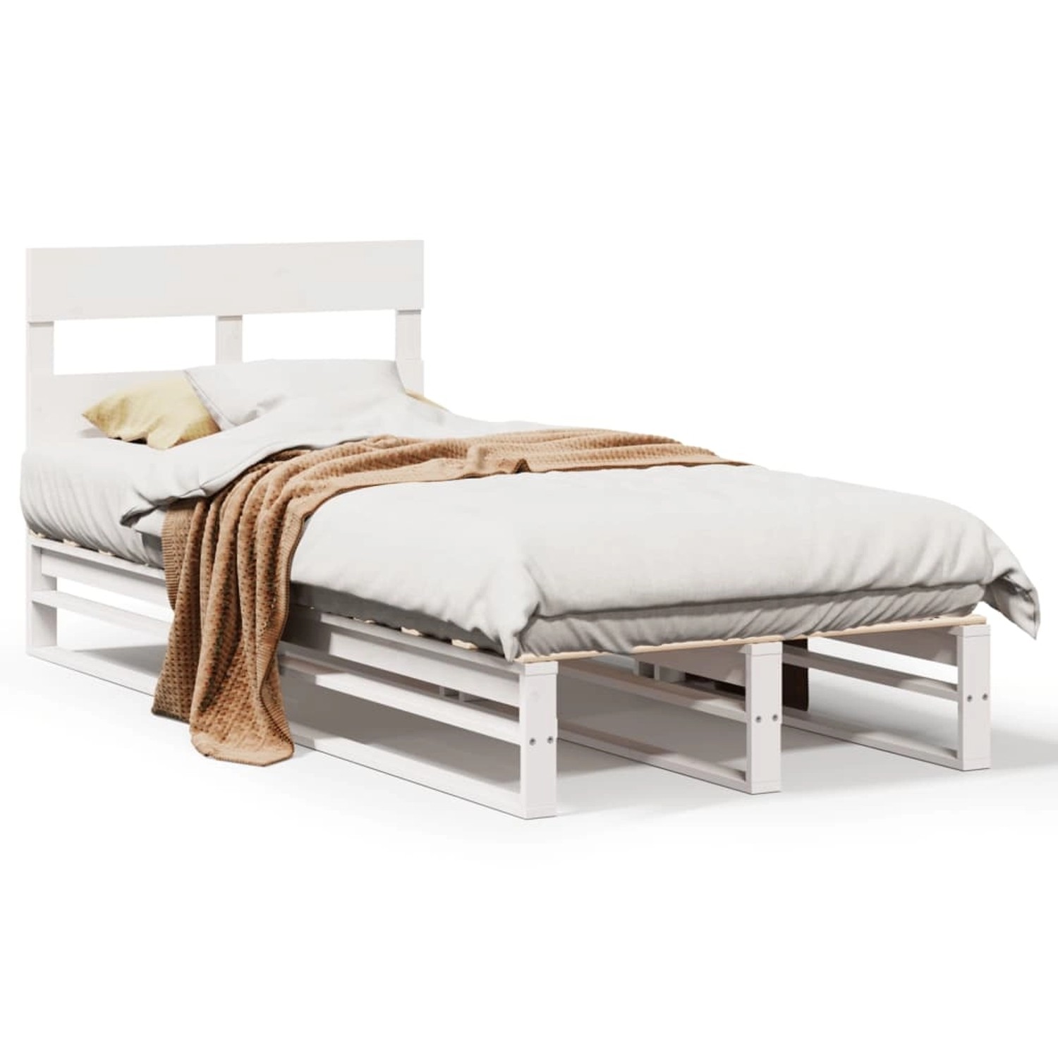 vidaXL Massivholzbett ohne Matratze Weiß 90x190 cm Kiefernholz 850822 günstig online kaufen