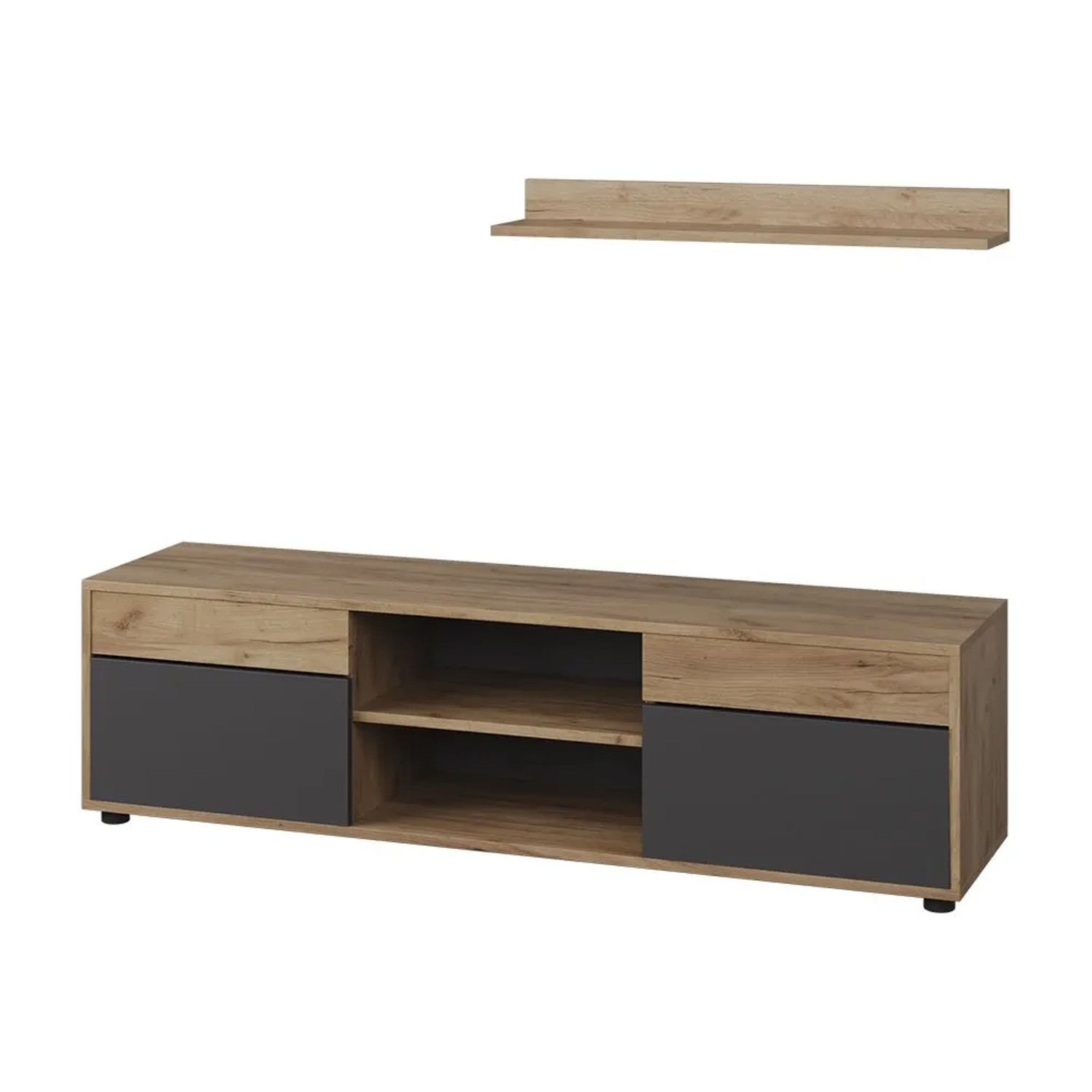 Vicco Wohnwand Berno Goldkraft Eiche Anthrazit 140 x 39 2 Teile Art Nr 57825