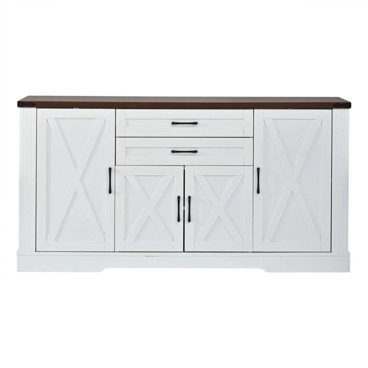 Merax Sideboard mit Arbeitsplatte 4 Türen 2 Schubladen Buffetschrank Weiß