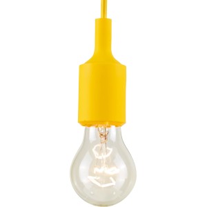 Gelbe Pendelleuchte aus Silikon mit E27 Fassung. Ideal für Kinderzimmer.