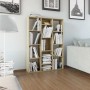 vidaXL Raumteiler/Bücherregal Sonoma-Eiche mit 13 Fächern, gefüllt mit Büchern und Deko.