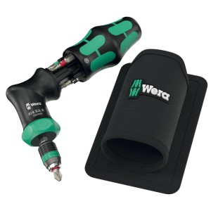Wera Bit-Handhalter-Set Pistol RA-R 1 mit Bits und Halfter für Schraubendreher.