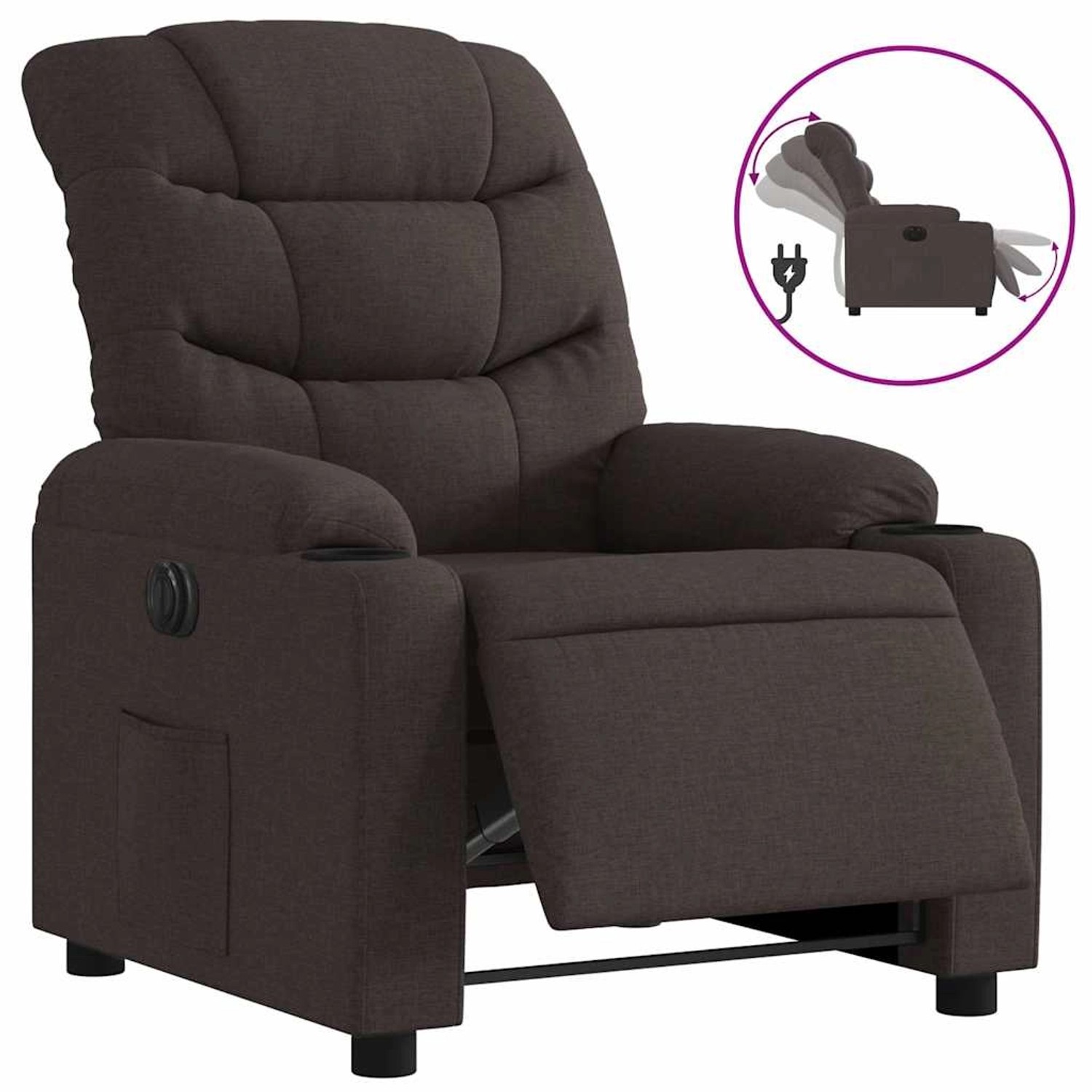 vidaXL Relaxsessel Elektrisch Dunkelbraun Stoff 3206632 günstig online kaufen