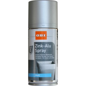 OBI Zink-Alu Spray, silbergrau matt, 150ml Dose für Rostschutz und Metallschutz.