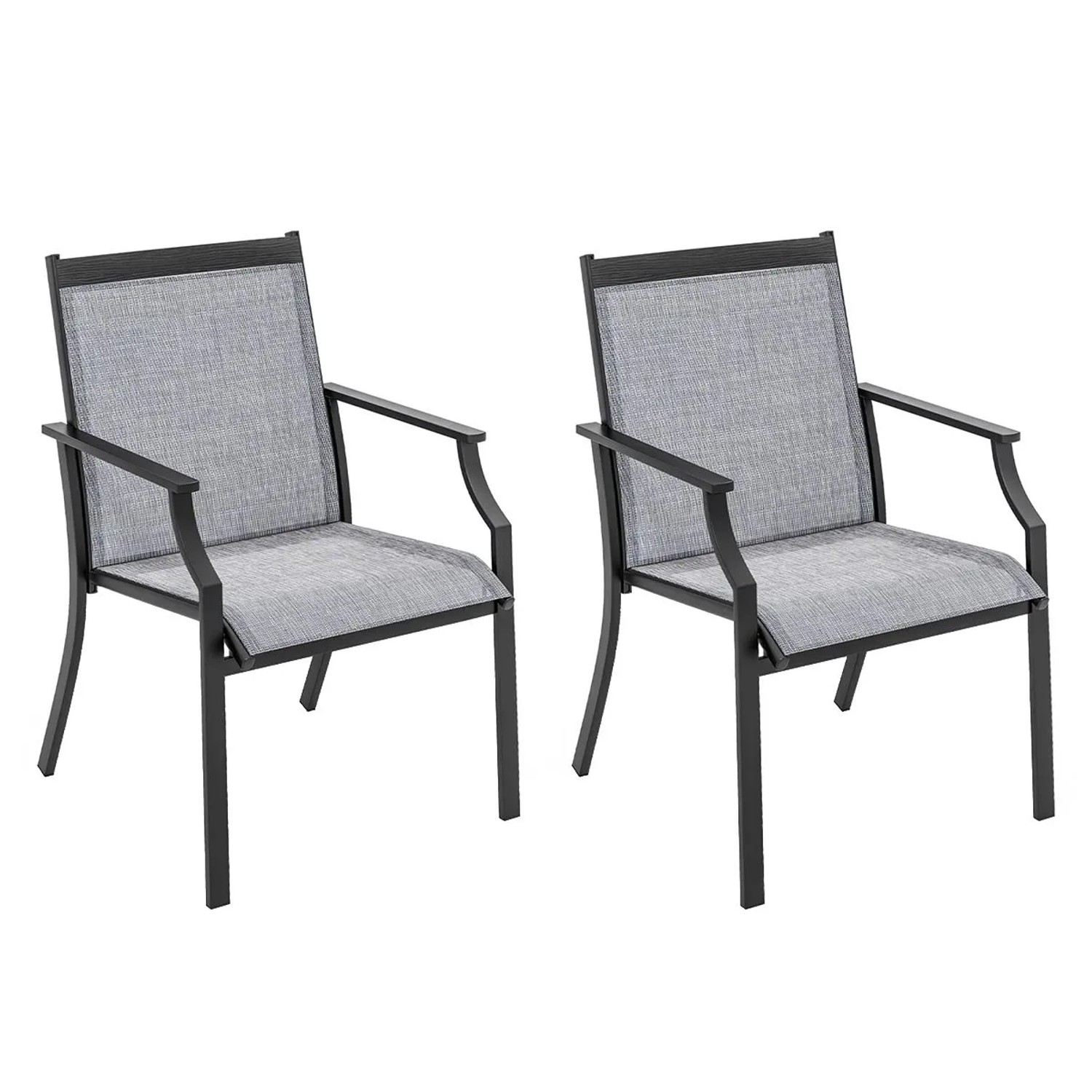 Costway 2er Set Gartenstühle Terrassenstühle Breite Sitzfläche Grau