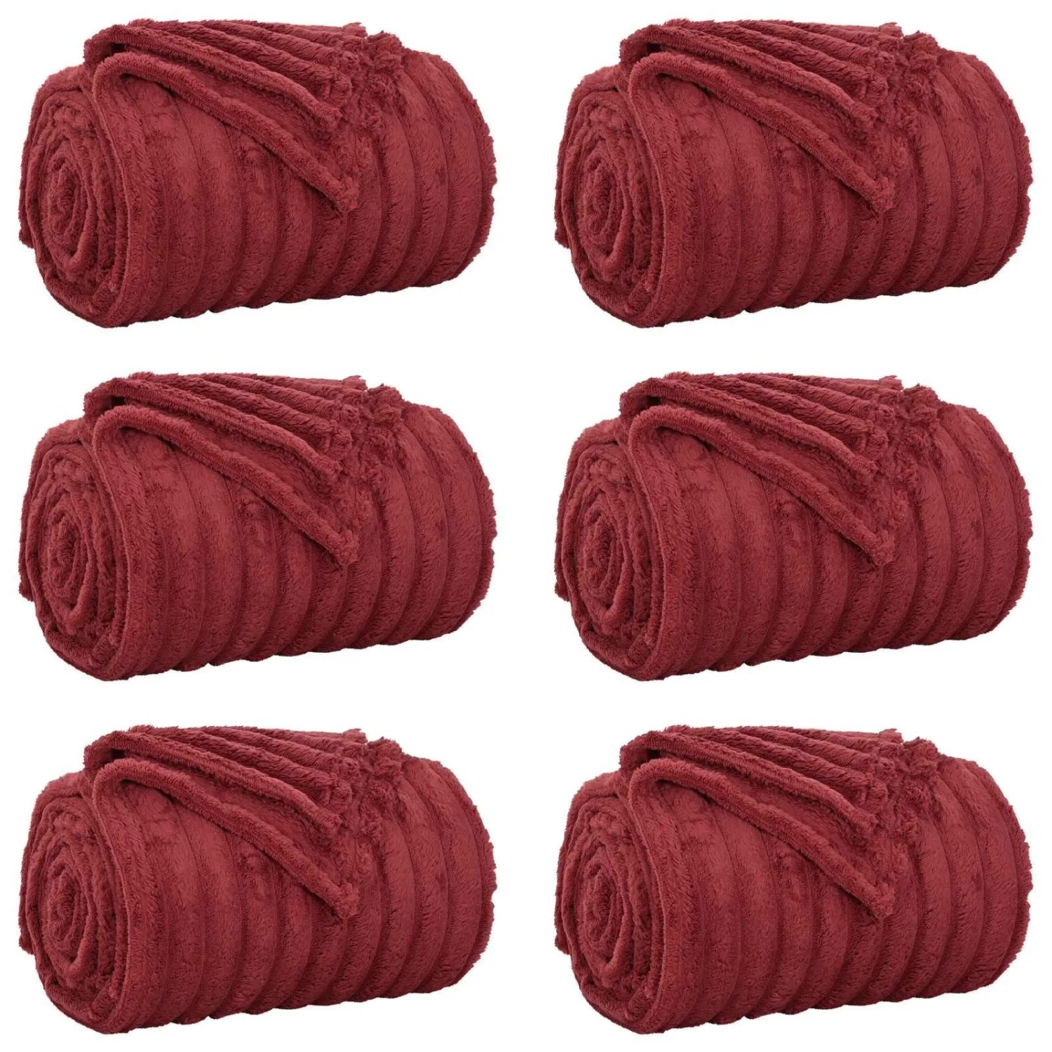 vidaXL Wohndecken 6 Stück Bordeauxrot 200 x 150 cm Fleece 42016894
