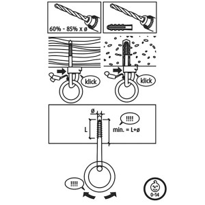 Anleitung zur Montage des Conacord Schaukelhakens mit Sicherungselement, Stahl, 150 mm Länge.