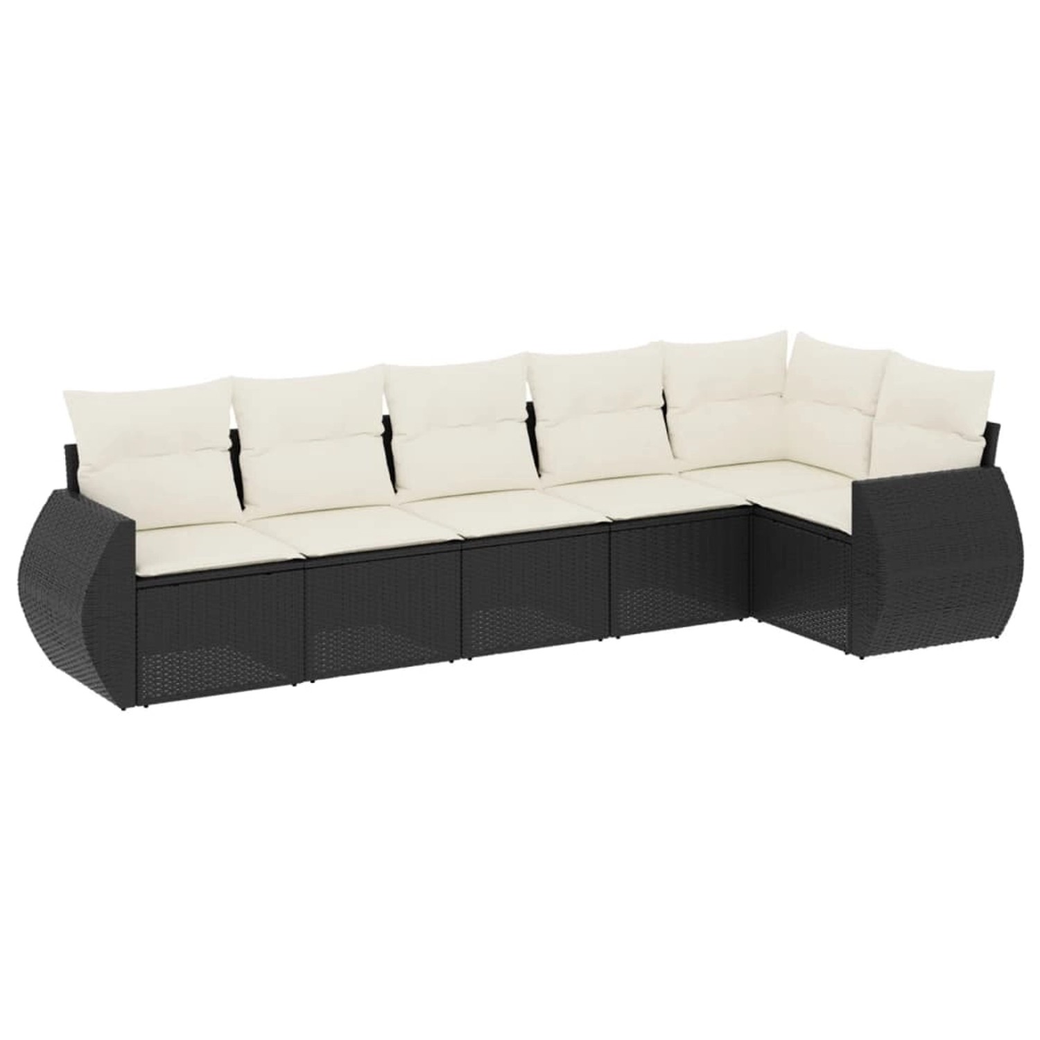 vidaXL 6-Tlg Garten-Sofagarnitur mit Kissen Schwarz Poly Rattan 3221385 günstig online kaufen