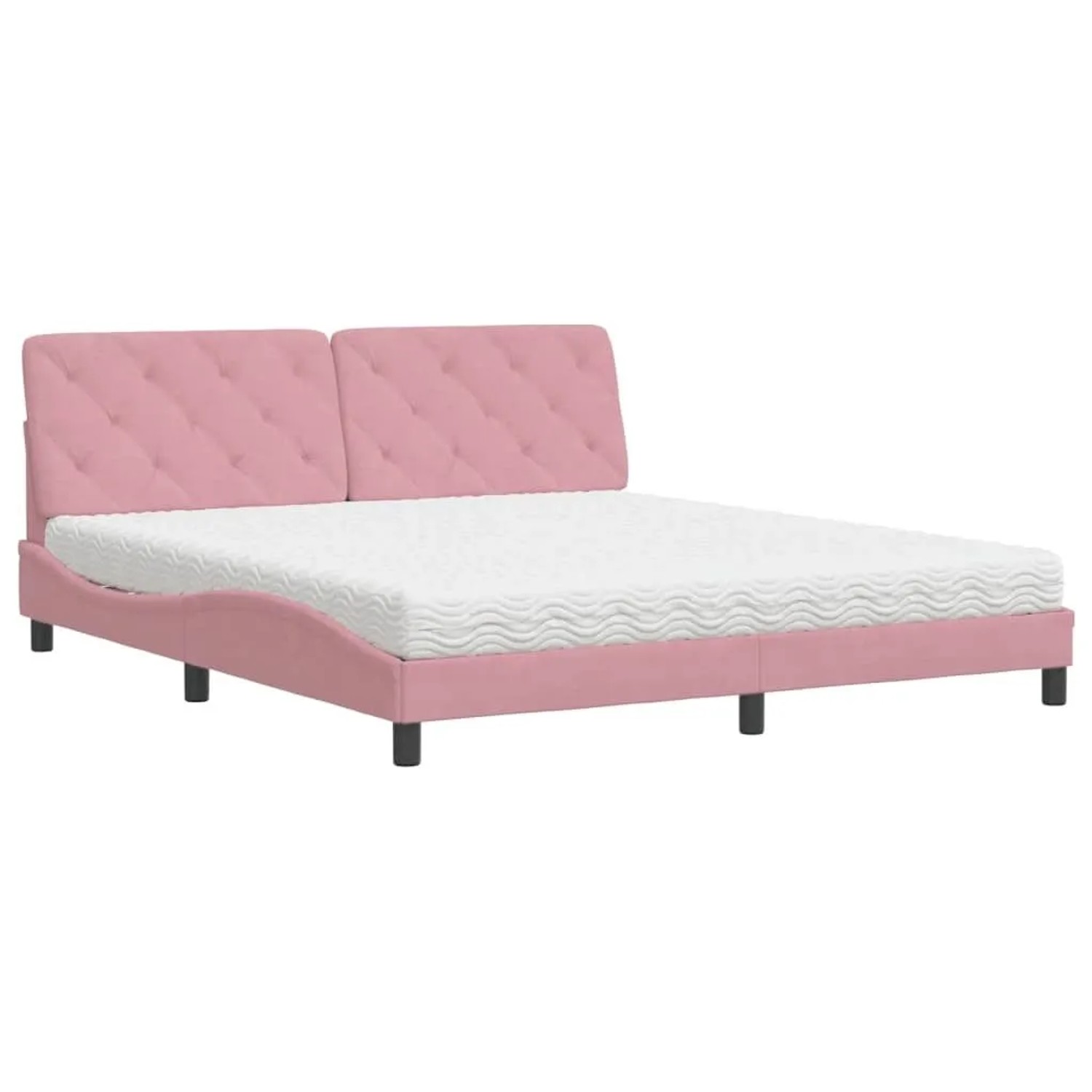 vidaXL Bett mit Matratze Rosa 180x200 cm Samt 3208675