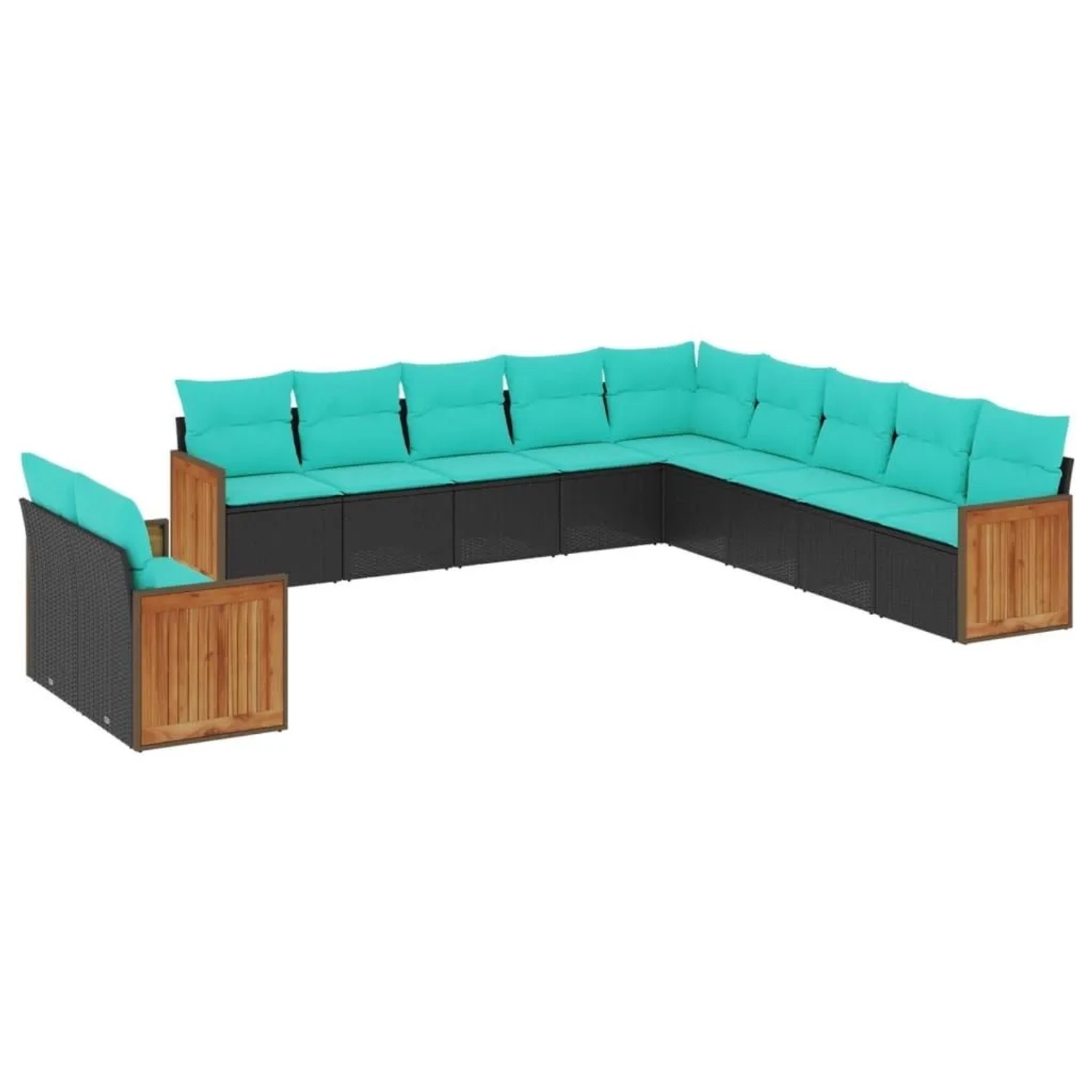 vidaXL 11-Tlg Gartensofa-Set mit Kissen Schwarz Polyrattan 3227807 günstig online kaufen