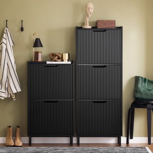 SoBuy Schuhkipper mit 3 Klappen Schuhschrank Schmal für Diele Flur FSR177-H-SCH