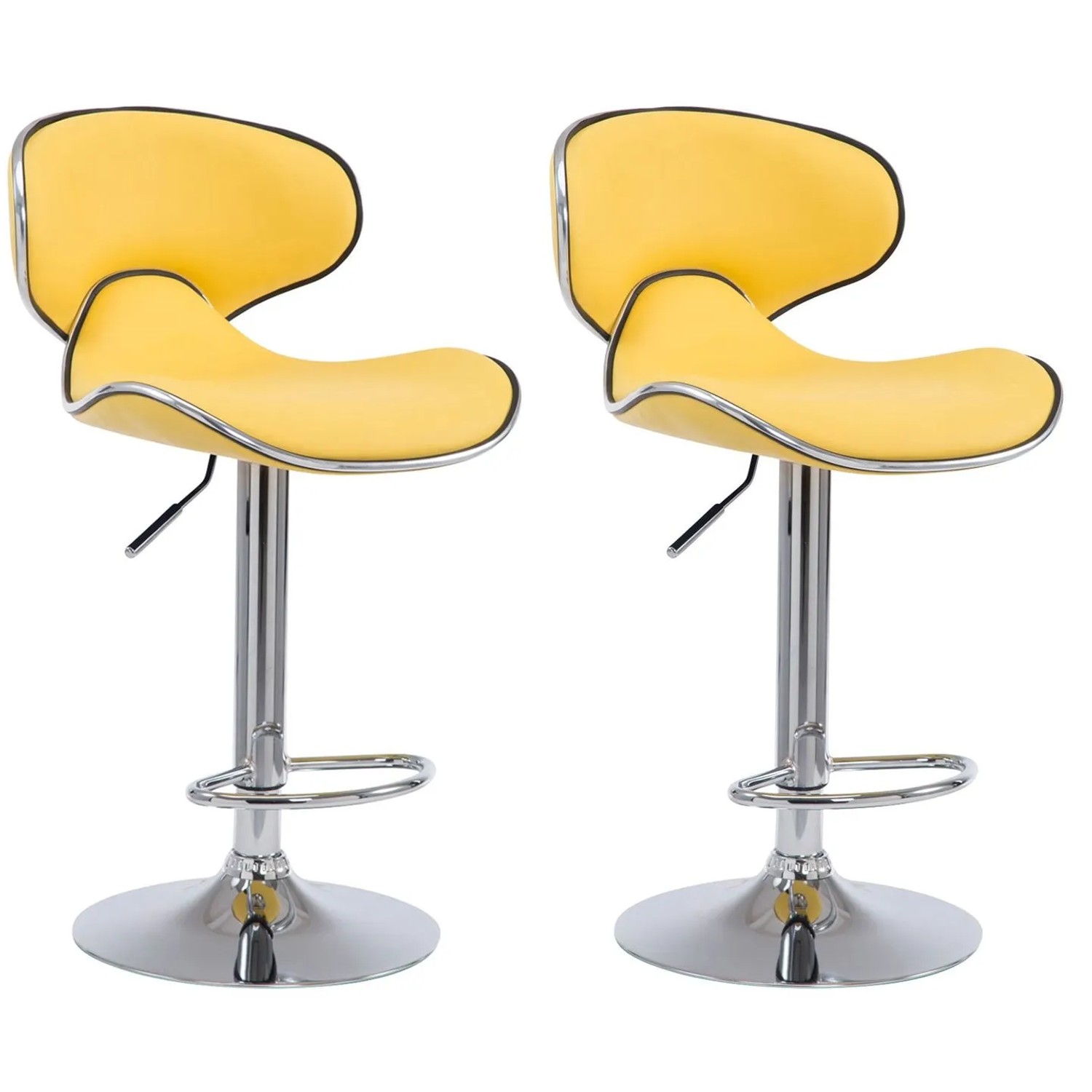 CLP 2er Set Barhocker Las Vegas Kunstleder Gelb/Chrom