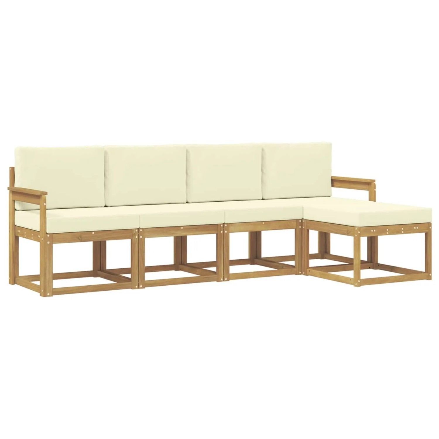 vidaXL Outdoor-Sofagarnitur mit Kissen 5-Tlg Weiß und Creme 3387479