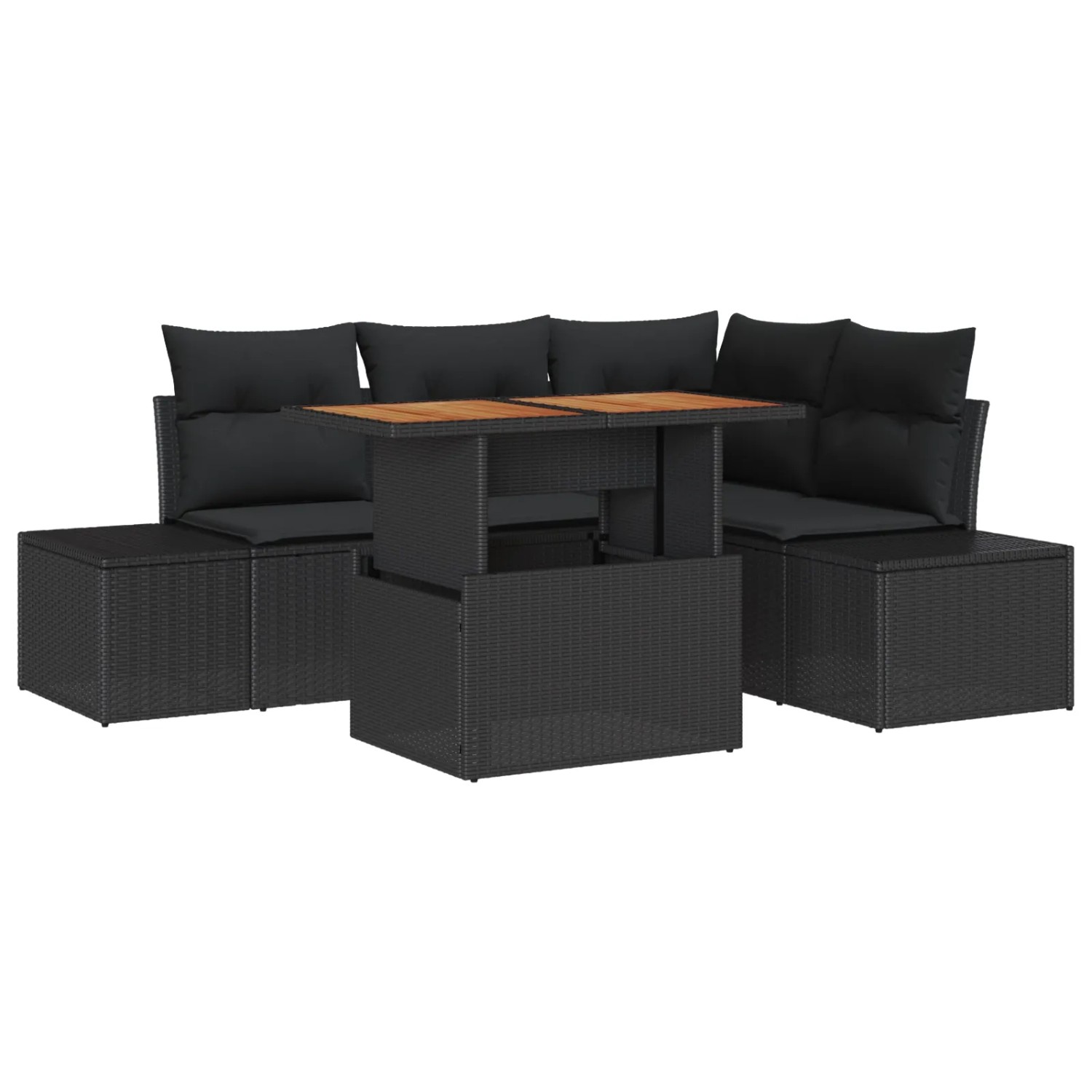 vidaXL Garten-Sofa-Set mit Speicher 5-Tlg Schwarz Poly Rattan 3358697 günstig online kaufen