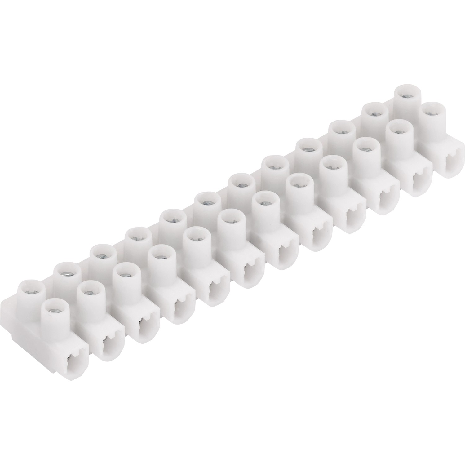 Detailaufnahme der weißen Lüsterklemme aus dem Lampenanschluss-Set, 12-polig.