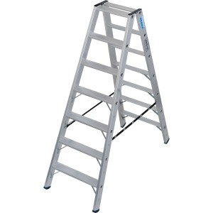 Krause Doppelleiter Stabilo mit 2x7 Stufen, aus Aluminium, belastbar bis 225 kg.