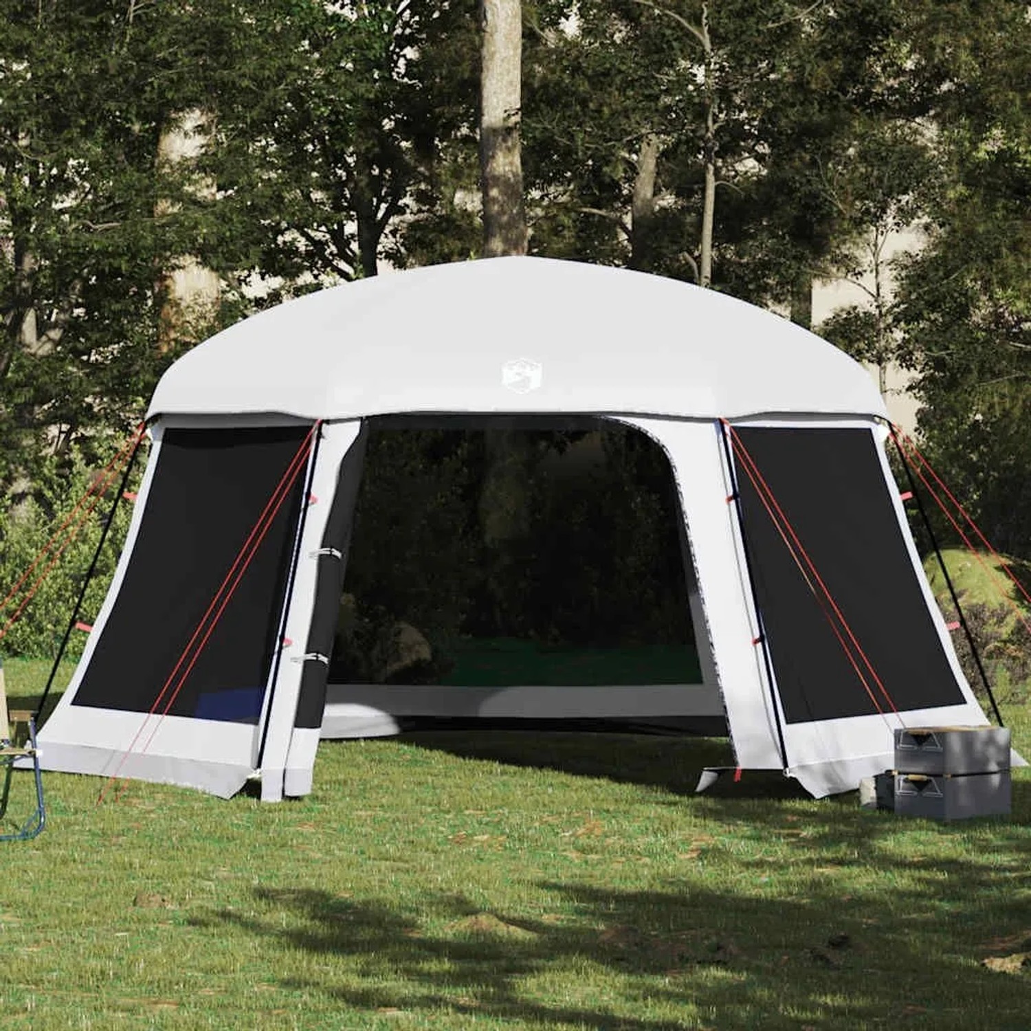 vidaXL Poolzelt mit Abnehmbarem Überzelt Netzwänden Grau 512x458cm 4100627_5