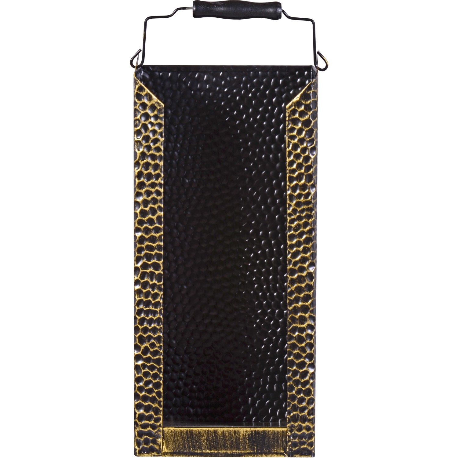 OBI Briketttrage aus Stahl, schwarz mit goldfarbenem Rand. Zubehör für Kamin & Ofen.